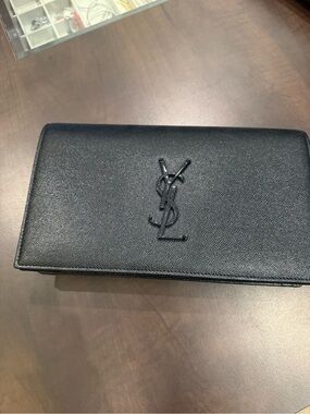 YSL all black monogram clutch excellent condition